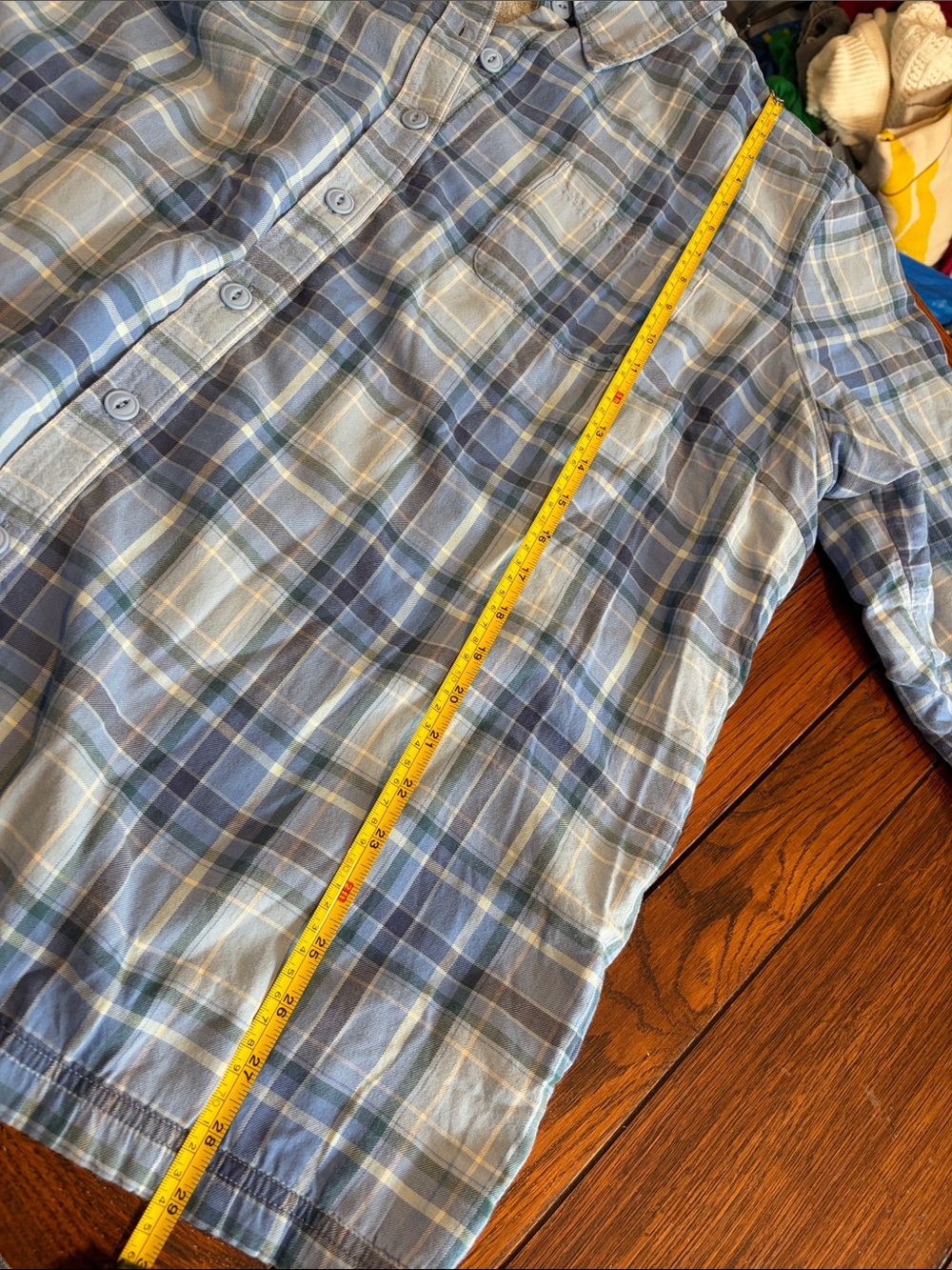 L.L. Bean Cotton fleece lined Blue Plaid Button Down Shirt Jacket Shacket 2X - Picture 6 of 8
